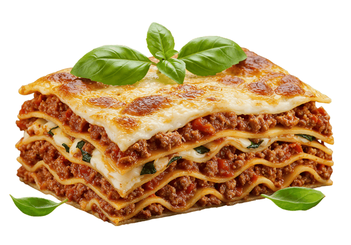 Delicious homemade lasagna, close up.
