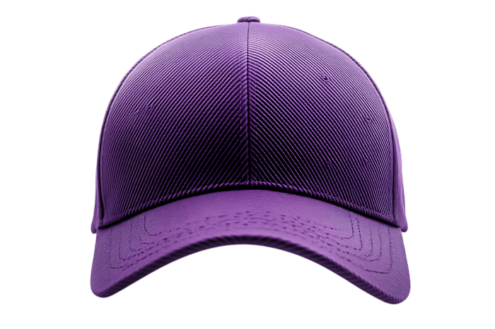 Purple baseball cap, front view.