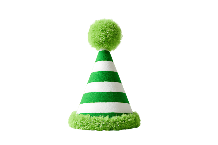 Green and white striped party hat