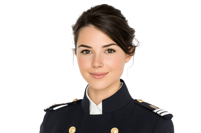 Portrait of a young female pilot.