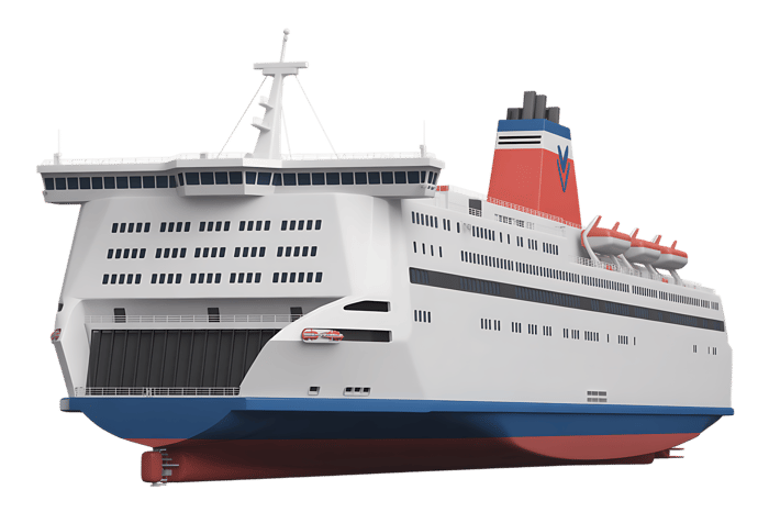Ferry boat on transparent background for transport and travel concepts