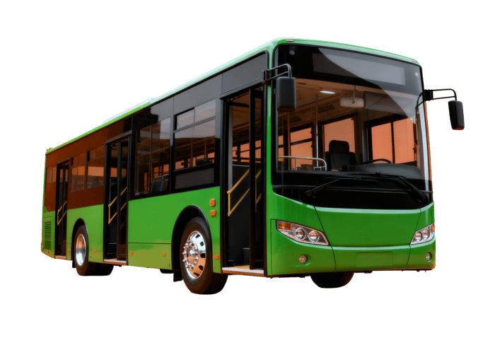 Modern green city bus for public transportation