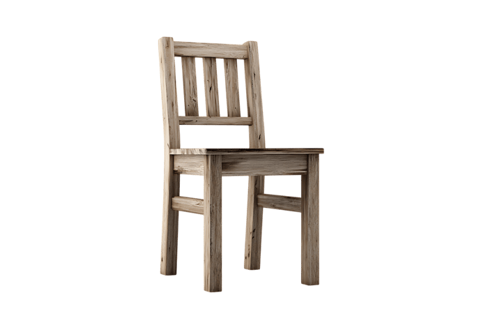 Simple wooden chair  rustic style  isolated on black background