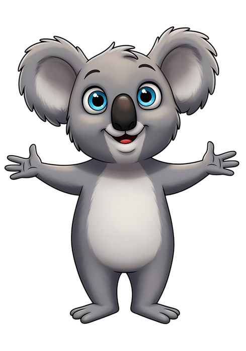 Cartoon koala bear with outstretched arms