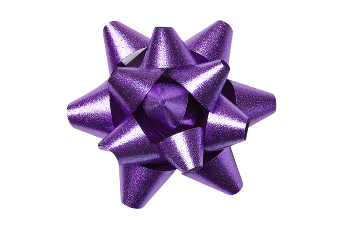 Purple gift bow, isolated on black background