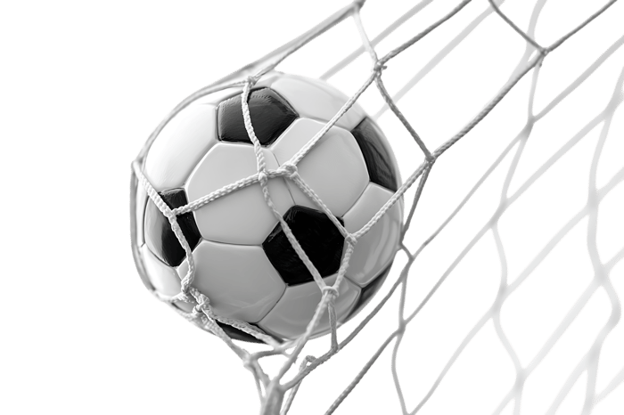 Soccer ball in net, goal, victory, win, sport