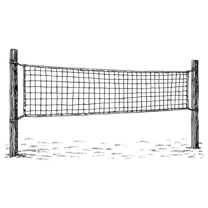 Black volleyball net isolated
