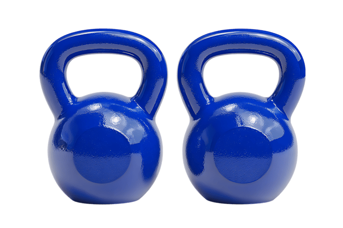 Pair of blue kettlebells for fitness