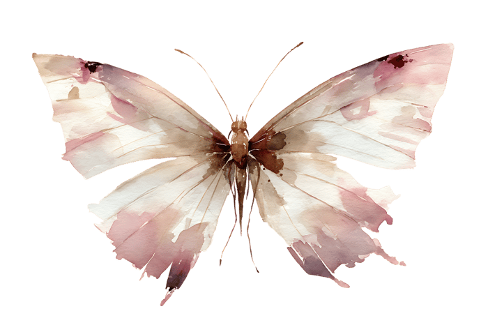 Delicate watercolor painting of a beautiful butterfly in soft pastel colors