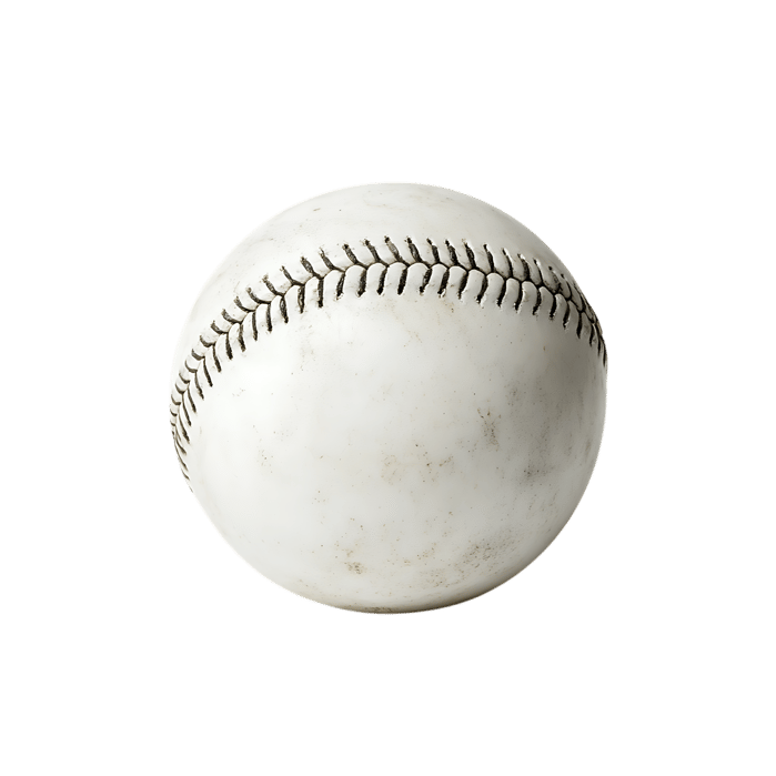 Close up of a white baseball.