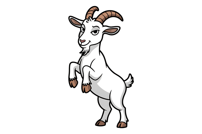 Cartoon goat standing on its hind legs