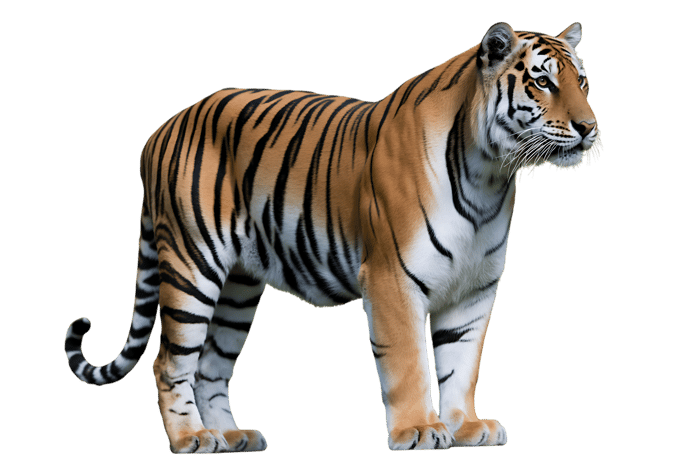 Powerful tiger isolated on transparent background