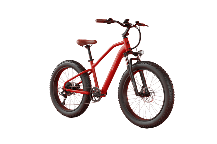 Red electric bike with fat tires