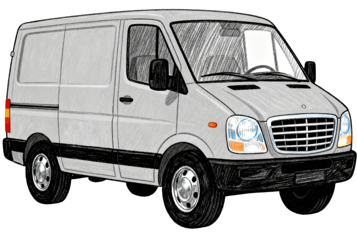 Gray cargo van illustration