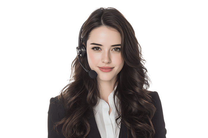 Portrait of a friendly female customer service representative wearing a headset.