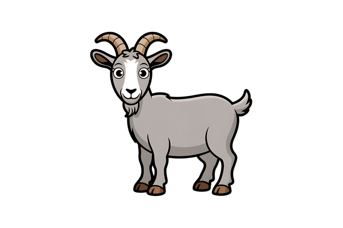 Cartoon goat illustration with horns and beard345