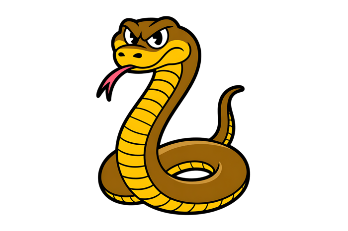 Cartoon snake illustration with tongue out