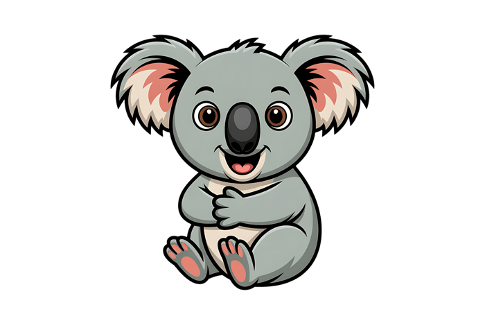 Cartoon koala character, cute animal illustration for kids