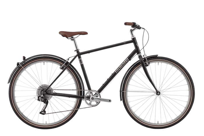 Black bicycle with silver rims isolated on transparent background
