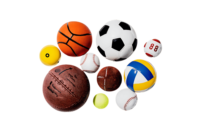 Collection of various sports balls.