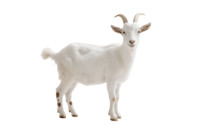 Standing white goat with horns540