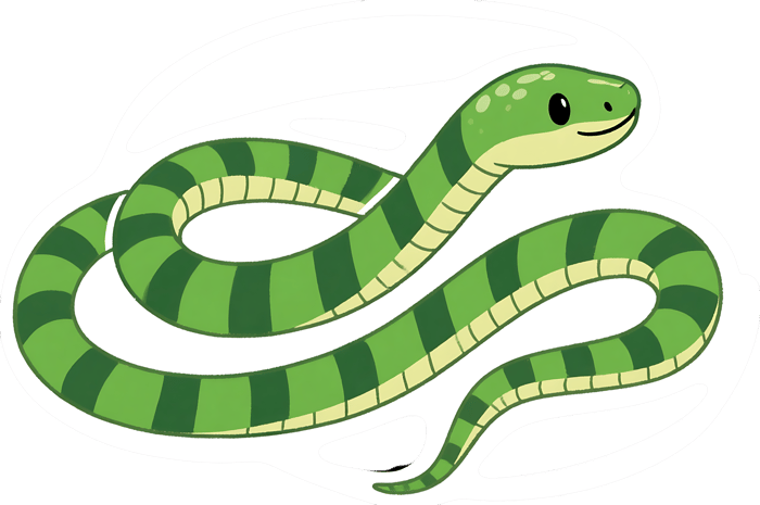 Cartoon green striped snake illustration