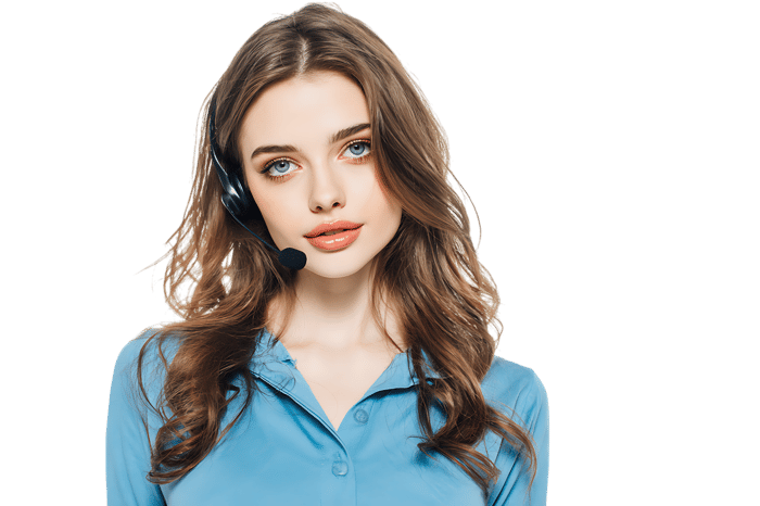 Young woman wearing headset, providing customer service