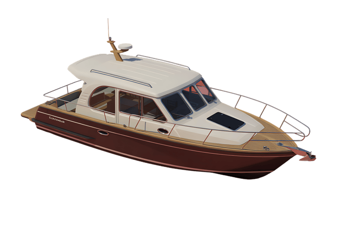 Illustration of a cabin cruiser boat
