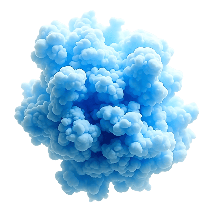 Fluffy light blue cloud shape for design elements