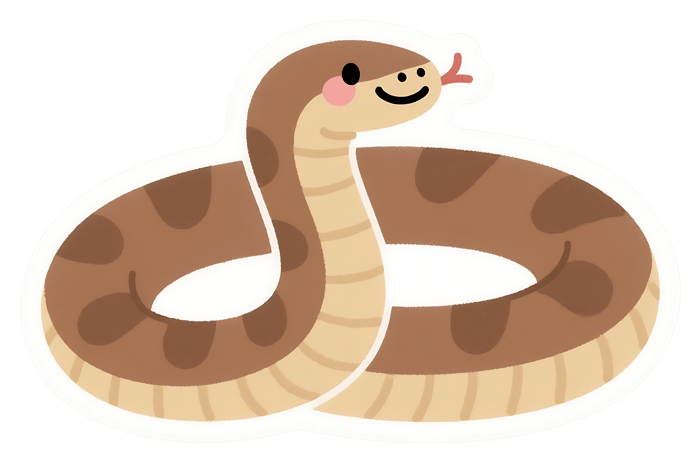 Cartoon snake with tongue out, cute reptile illustration