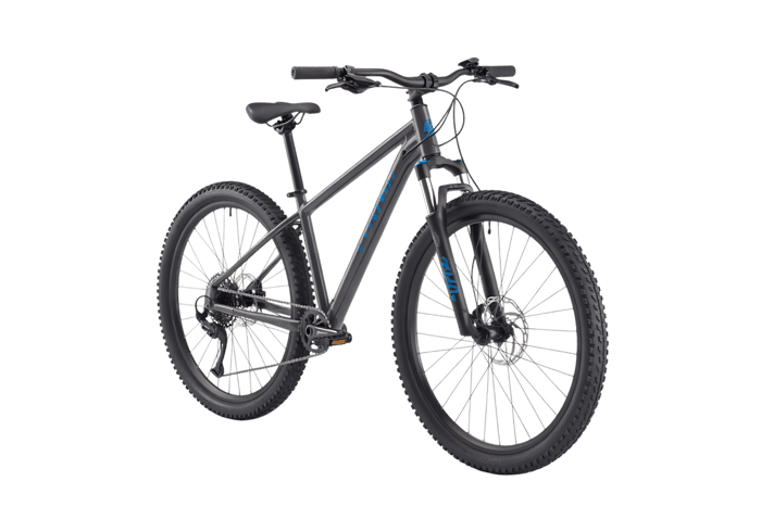 Gray and blue mountain bike for outdoor adventures