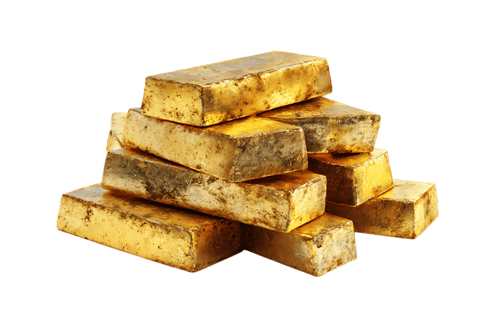 Pile of gold bars, precious metal, wealth, finance.