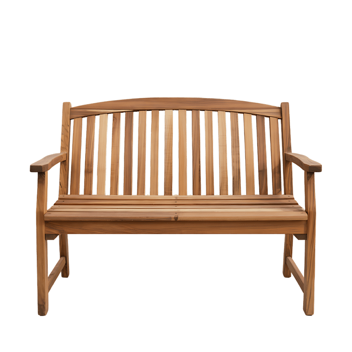 Wooden garden bench isolated on white background.