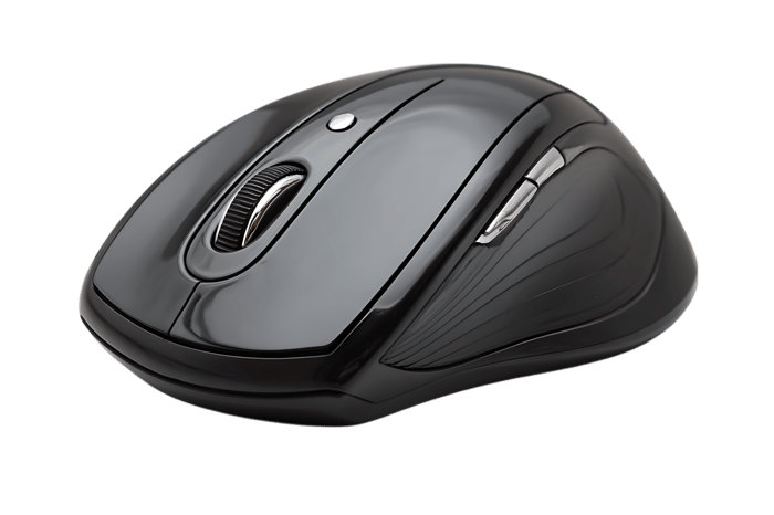 Ergonomic wireless computer mouse, black.