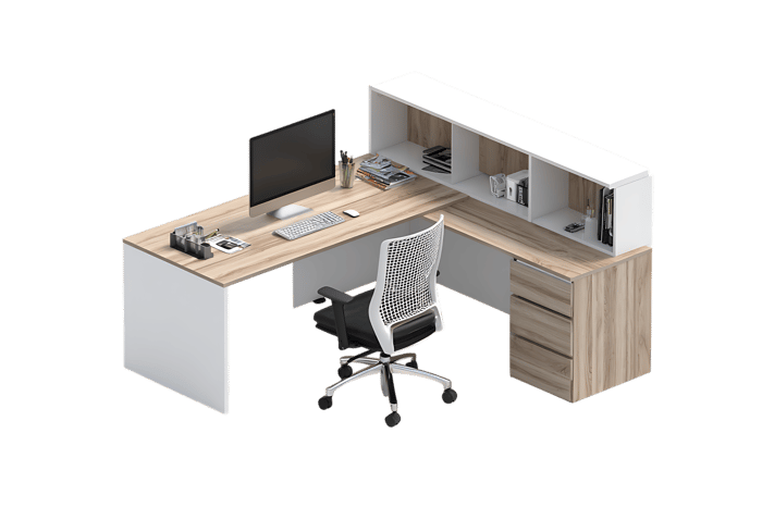 Modern L shaped office desk with storage