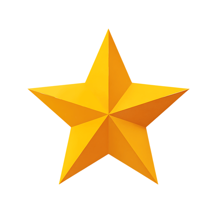 Shiny gold star, symbolizing achievement, quality, and success.