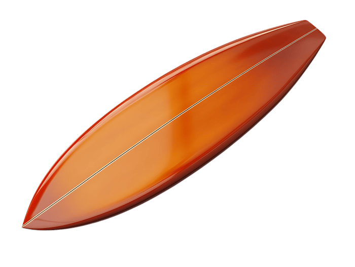 Vintage orange surfboard top view