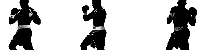 Boxing stance sequence Three views of a boxer fighting position