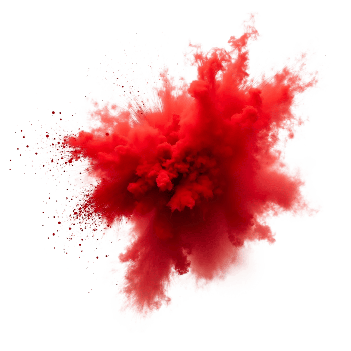 Explosion of vibrant red powder