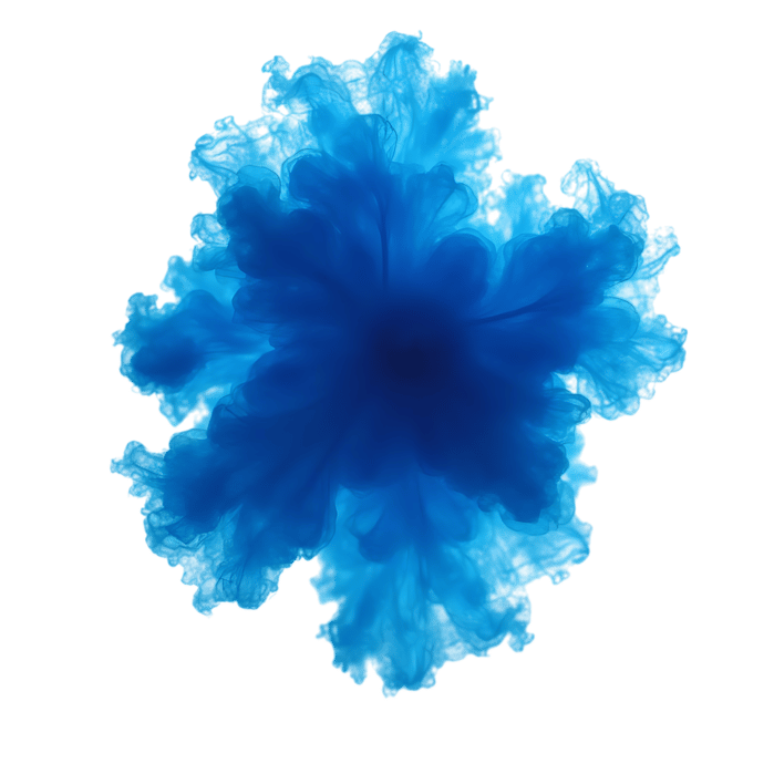 Vibrant blue ink explosion on black background
