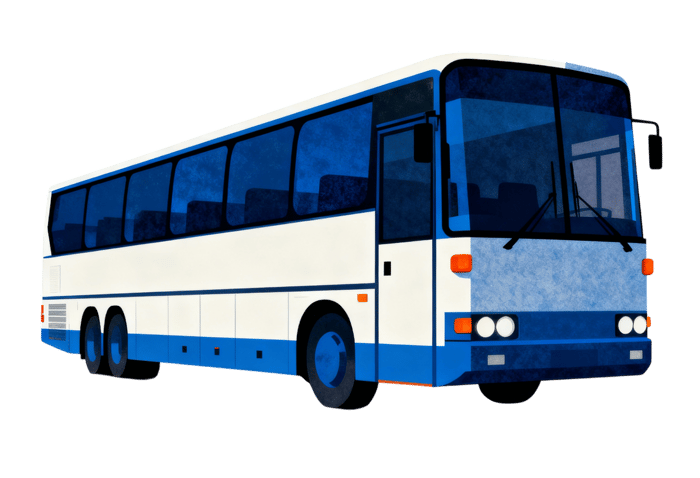 White and blue passenger bus illustration