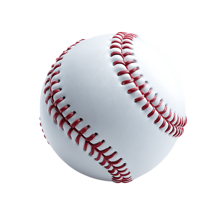 Detailed close up of a new baseball with red stitching on white leather.
