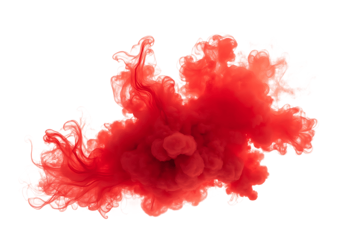 Swirling red smoke cloud on black background