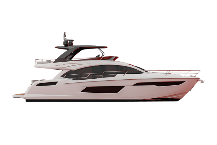 Modern motor yacht on black, side view
