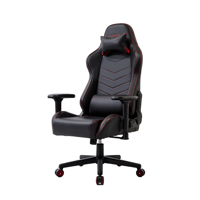 Modern black gaming chair with red accents