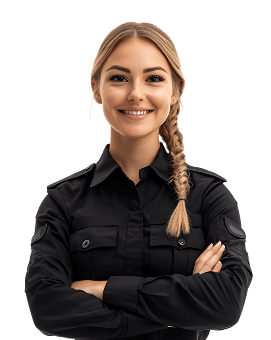 Smiling female security guard portrait