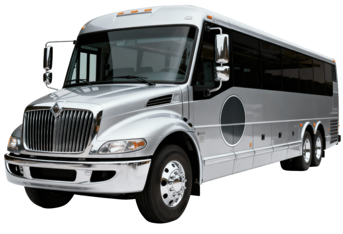 Silver passenger shuttle bus for group travel