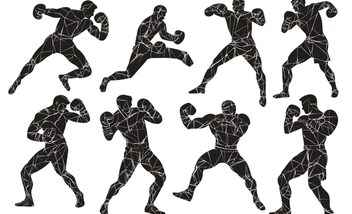 Geometric Boxer Figures in Action