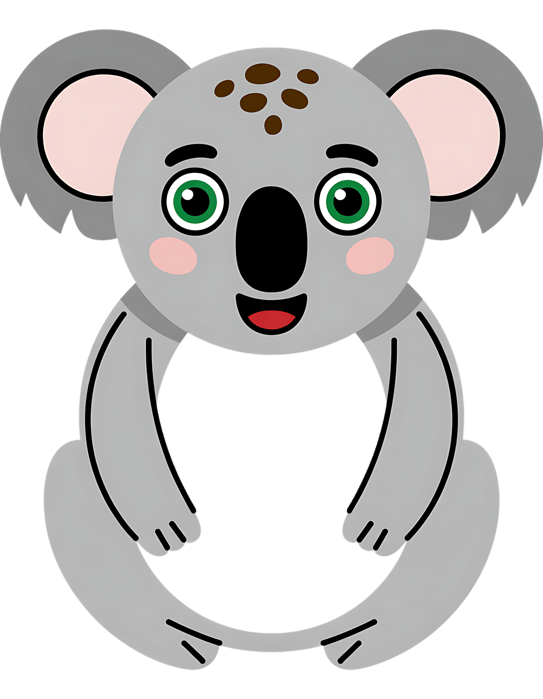 Cartoon koala bear with green eyes