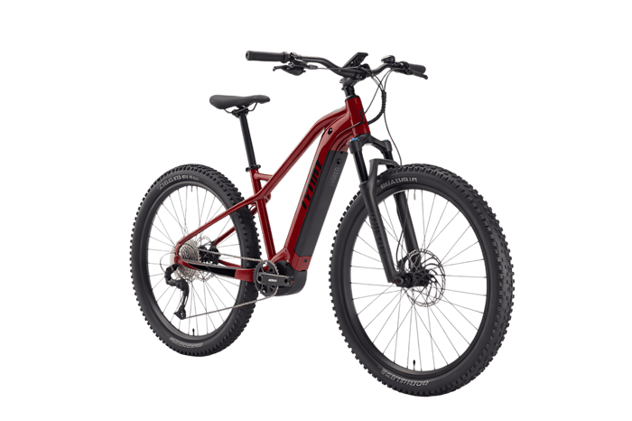 Red electric mountain bike for outdoor adventures and trail riding